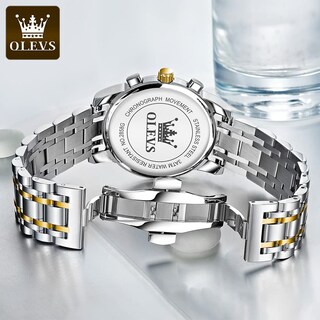Foto 7 | Vestido De Lujo Para Hombre Watch Olevs, Dorado Y Plateado, Resistente Al Agua - Venta Internacional.