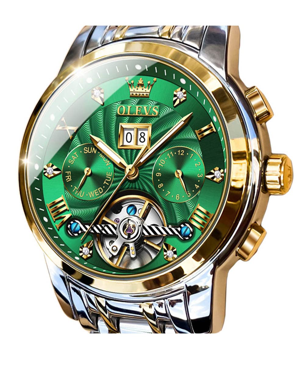 Foto 1 | Reloj Olevs Skeleton Automático Para Hombre, 5 Manecillas, De Acero Inoxidable - Venta Internacional.