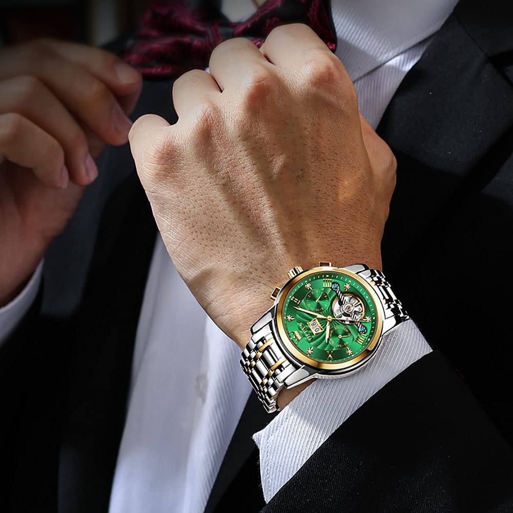 Foto 3 pulgar | Reloj Olevs Skeleton Automático Para Hombre, 5 Manecillas, De Acero Inoxidable - Venta Internacional.