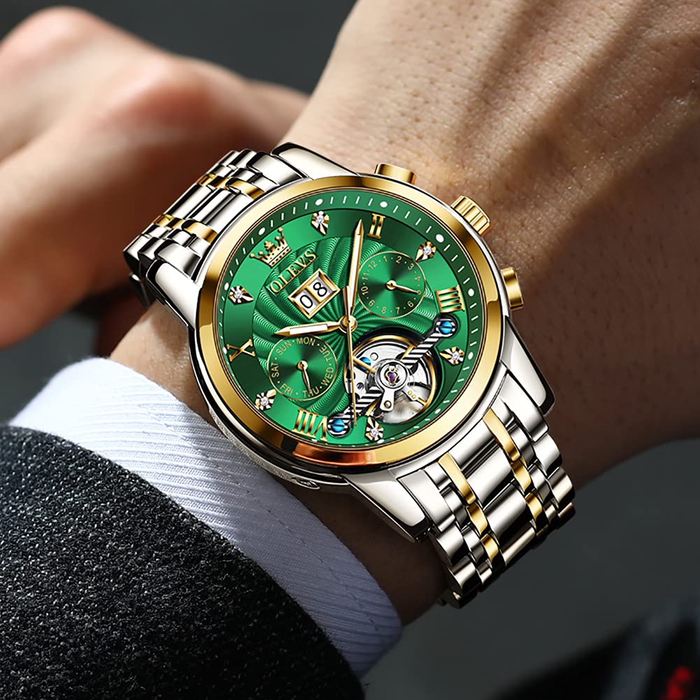Foto 4 pulgar | Reloj Olevs Skeleton Automático Para Hombre, 5 Manecillas, De Acero Inoxidable - Venta Internacional.