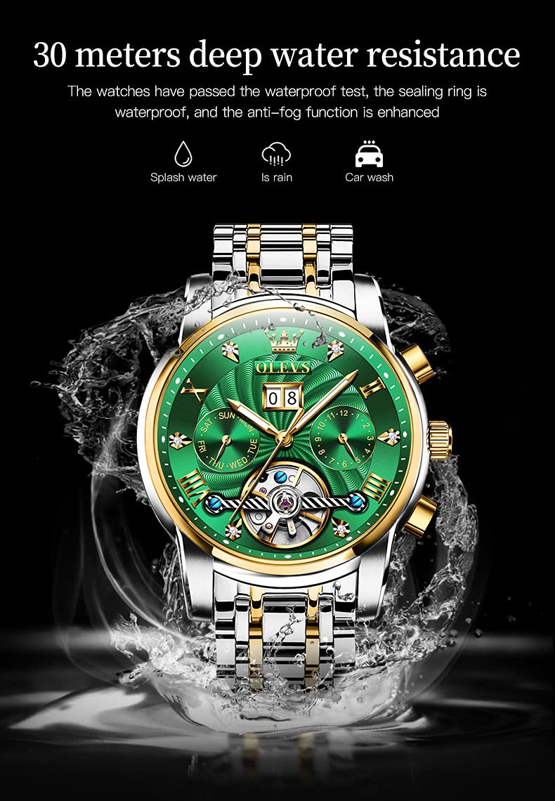 Foto 8 pulgar | Reloj Olevs Skeleton Automático Para Hombre, 5 Manecillas, De Acero Inoxidable - Venta Internacional.