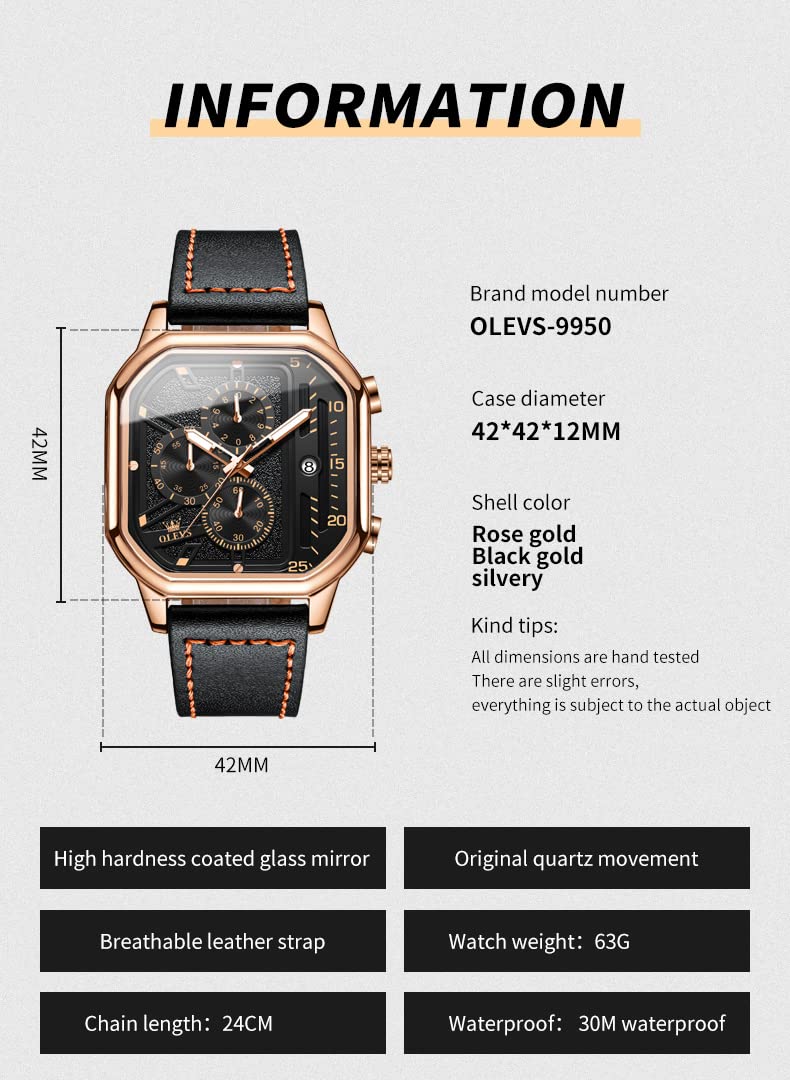 Foto 3 pulgar | Reloj Olevs Square Chronograph Fashion Business Para Hombre - Venta Internacional.