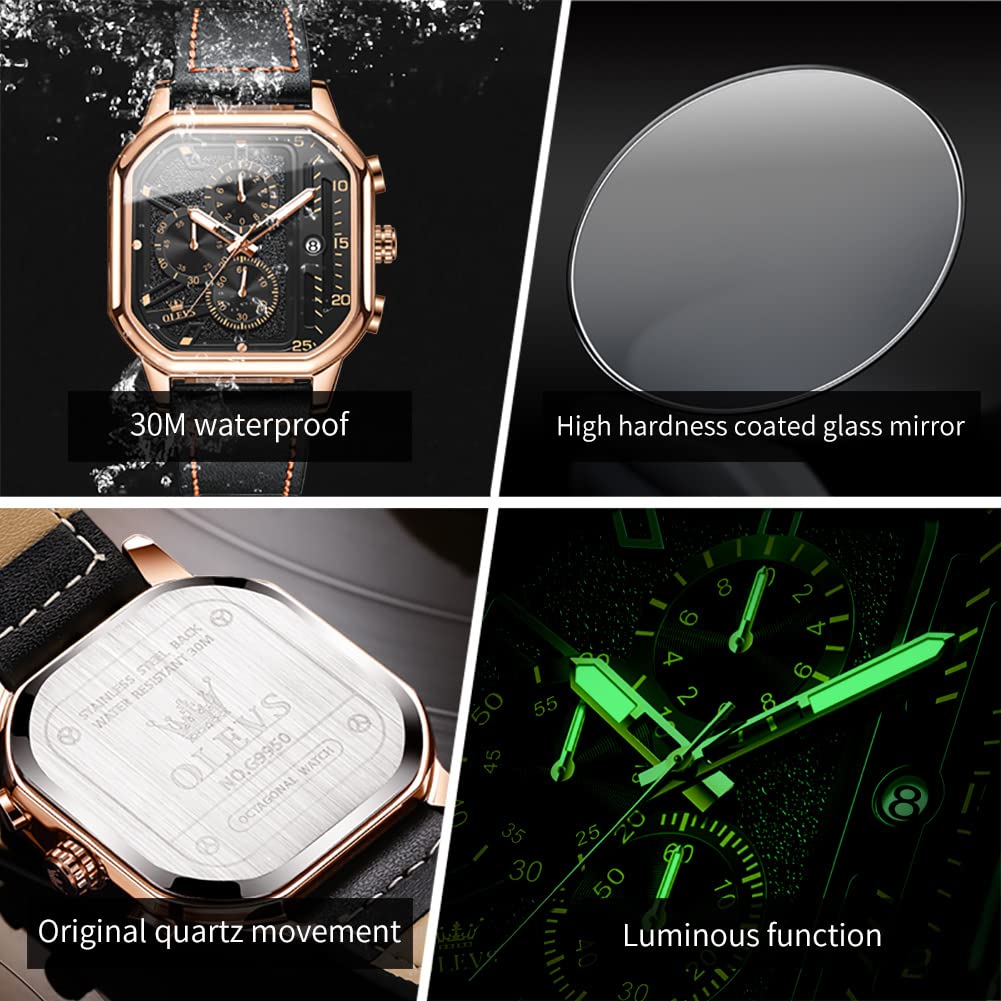 Foto 5 pulgar | Reloj Olevs Square Chronograph Fashion Business Para Hombre - Venta Internacional.