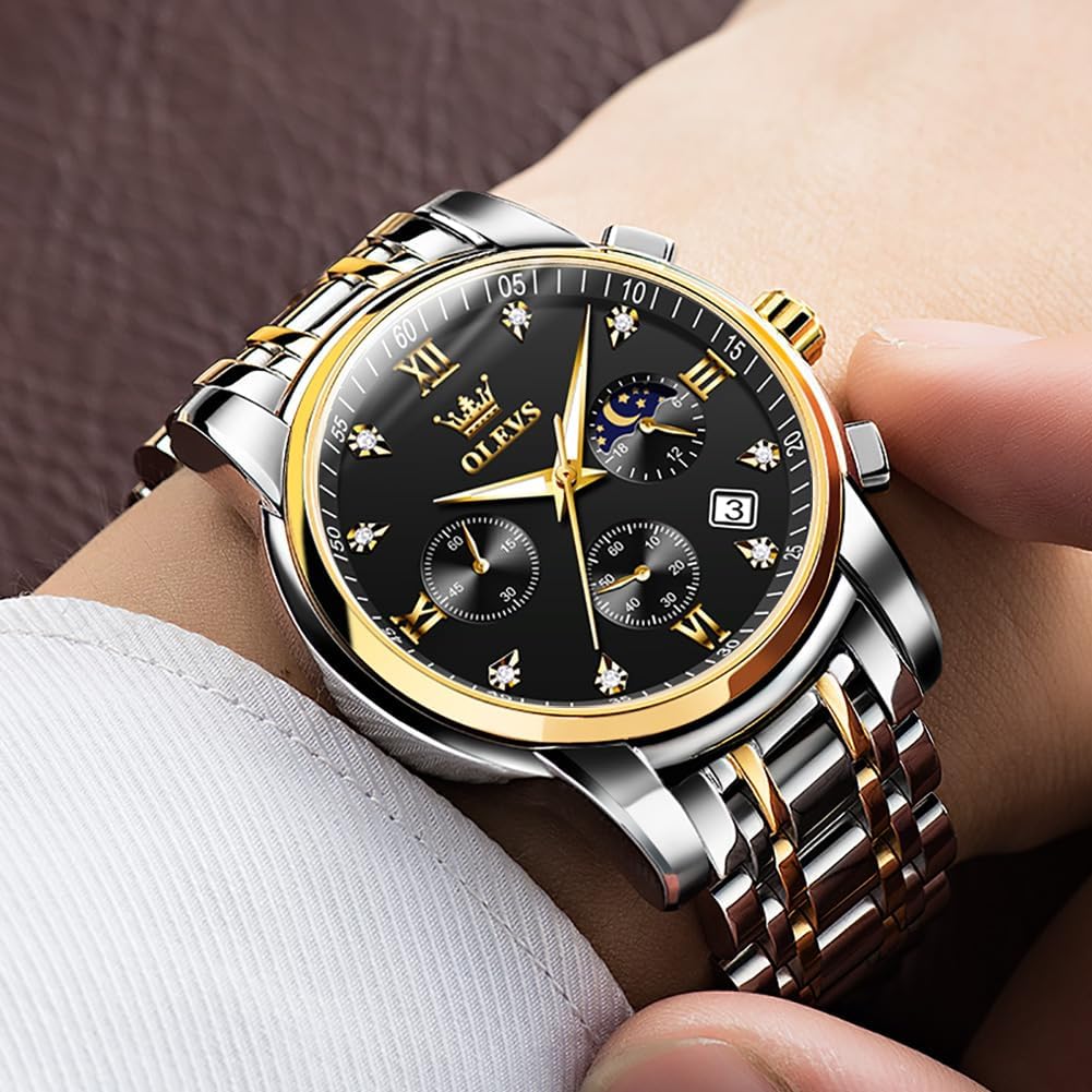 Foto 4 | Reloj Olevs Para Hombre, Acero Inoxidable, Negro, Resistente Al Agua Hasta 30 M - Venta Internacional.
