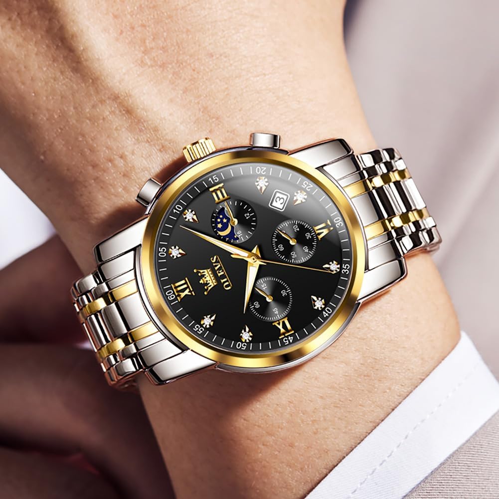 Foto 7 | Reloj Olevs Para Hombre, Acero Inoxidable, Negro, Resistente Al Agua Hasta 30 M - Venta Internacional.