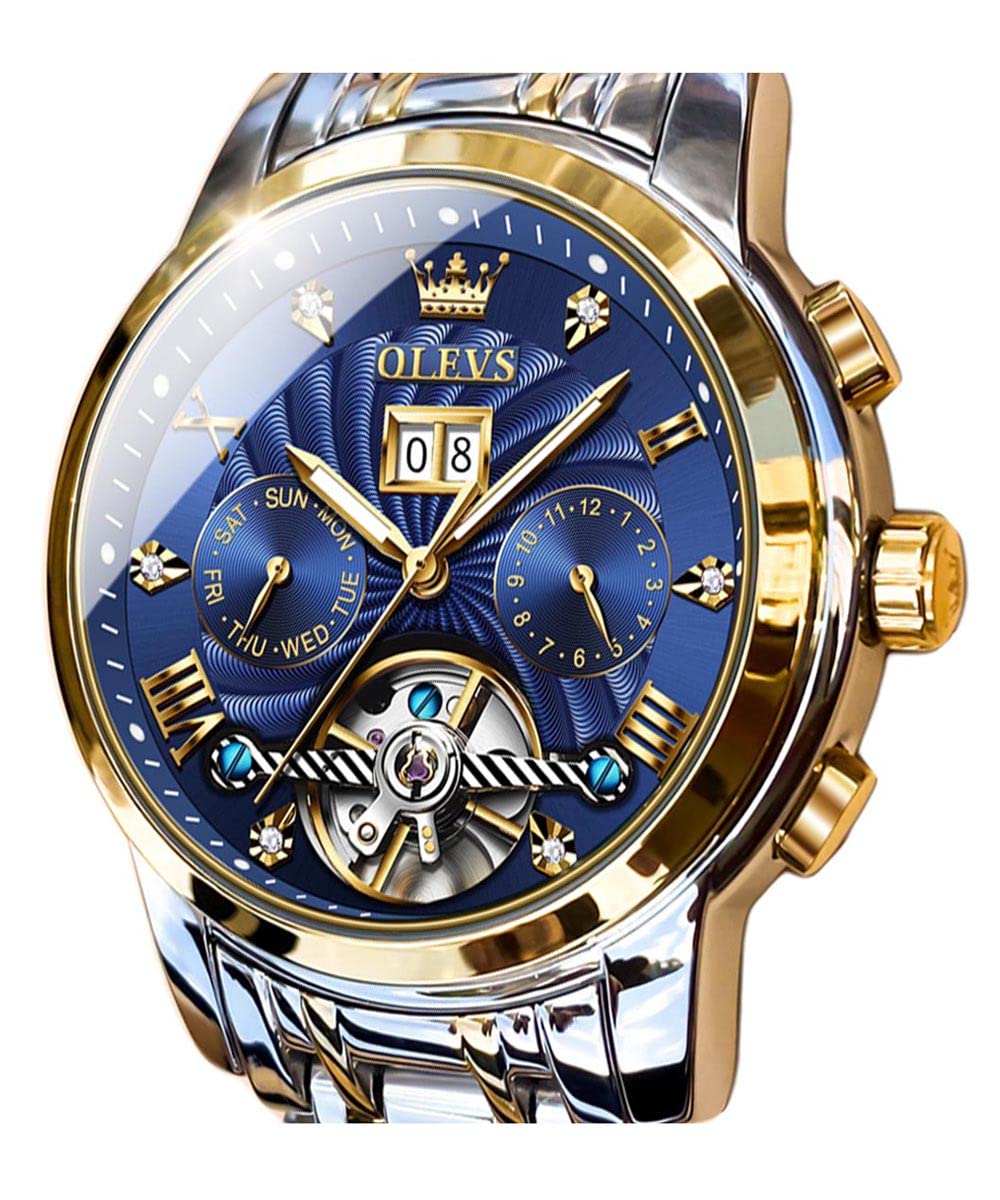 Foto 2 pulgar | Reloj Olevs Skeleton Automático Para Hombre, 5 Manecillas, De Acero Inoxidable - Venta Internacional.