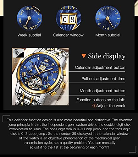 Foto 8 pulgar | Reloj Olevs Skeleton Automático Para Hombre, 5 Manecillas, De Acero Inoxidable - Venta Internacional.