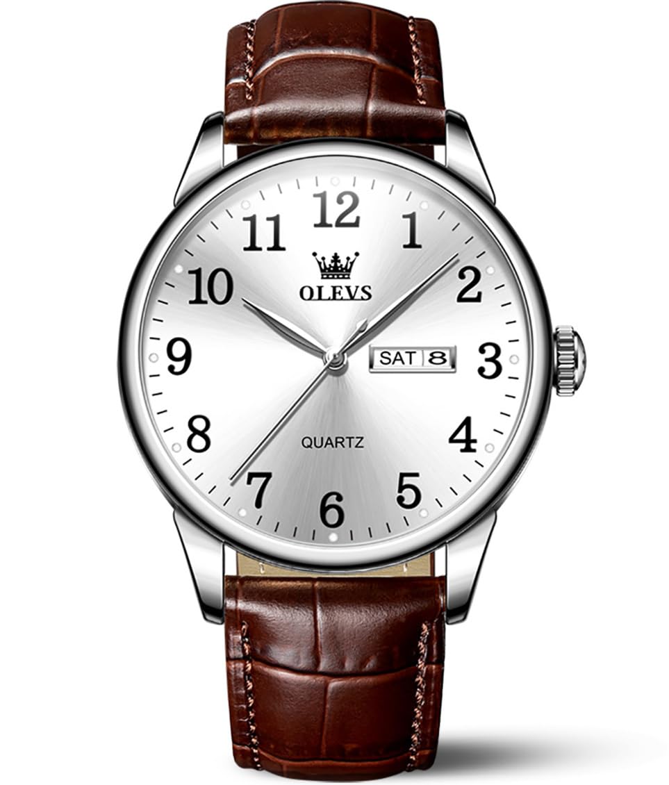 Reloj Olevs Para Hombre, Impermeable, Analógico, De Piel Marrón, 39 Mm - Venta Internacional.