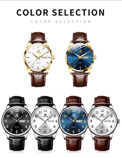 Foto 6 | Reloj Olevs Para Hombre, Impermeable, Analógico, De Piel Marrón, 39 Mm - Venta Internacional.