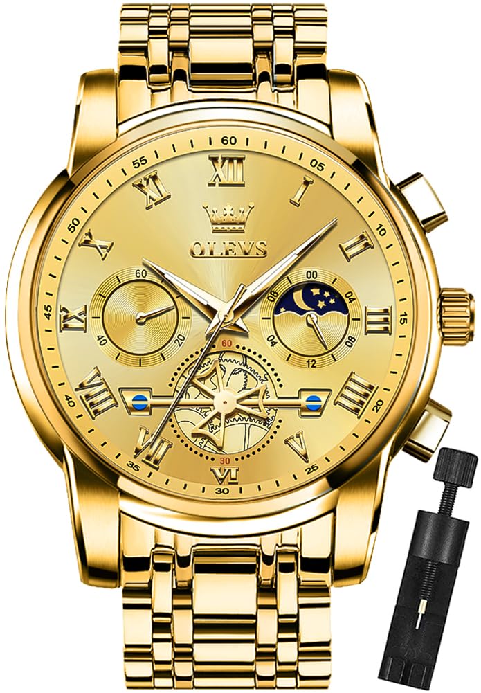 Foto 2 pulgar | Reloj De Pulsera Olevs Chronograph Quartz De Acero Inoxidable Para Hombre - Venta Internacional.