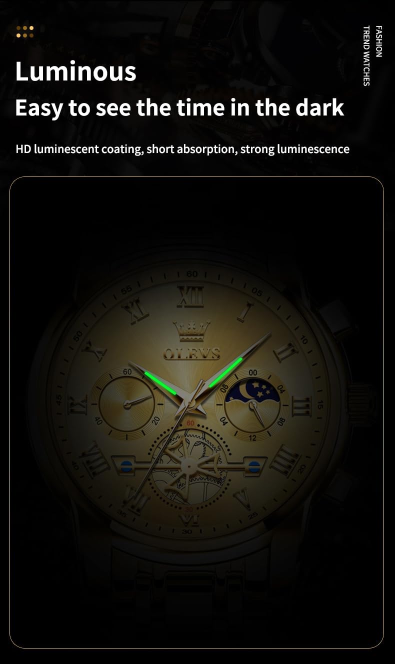 Foto 7 | Reloj De Pulsera Olevs Chronograph Quartz De Acero Inoxidable Para Hombre - Venta Internacional.