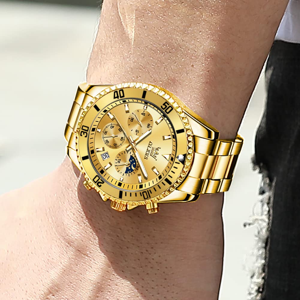 Foto 4 pulgar | Reloj Olevs Business Dress Big Face Gold Chronograph Para Hombre - Venta Internacional.