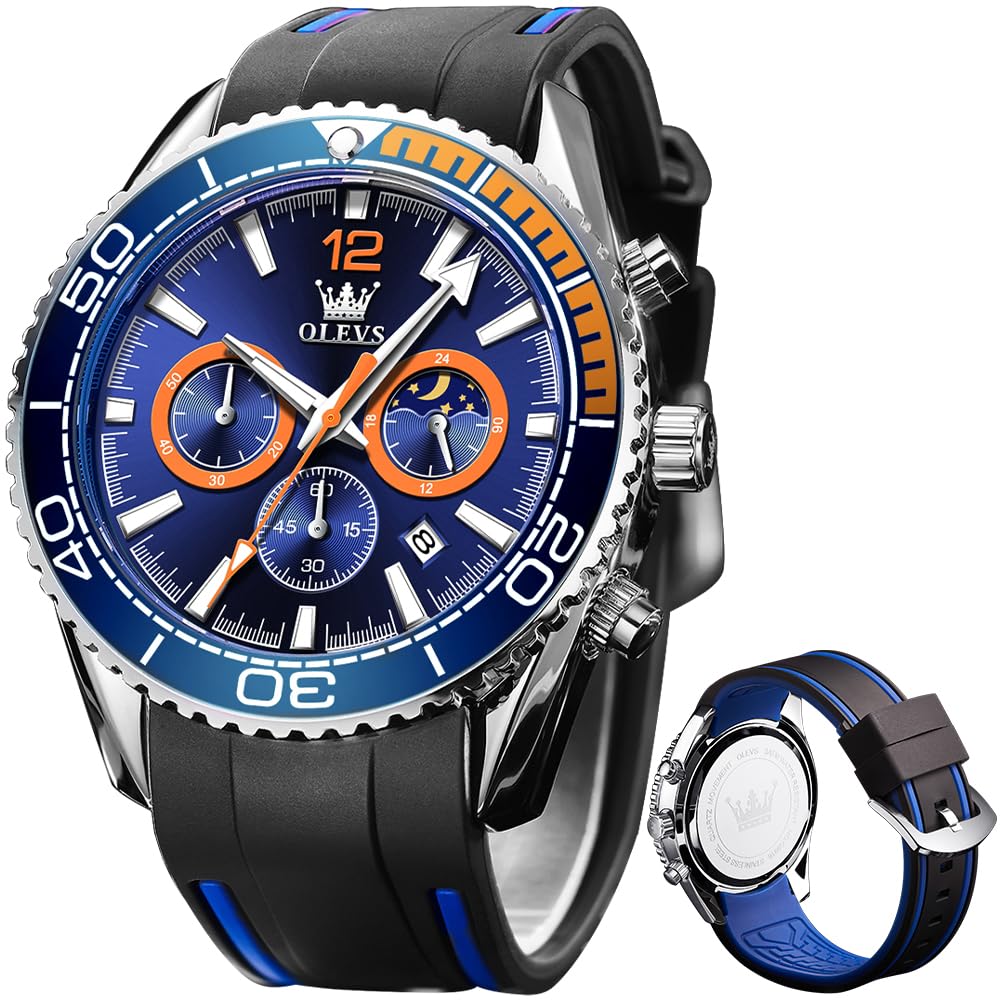 Foto 2 pulgar | Reloj Olevs Blue Moon Phase De Acero Inoxidable Para Hombre - Venta Internacional.