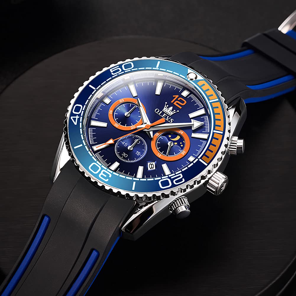 Foto 3 pulgar | Reloj Olevs Blue Moon Phase De Acero Inoxidable Para Hombre - Venta Internacional.
