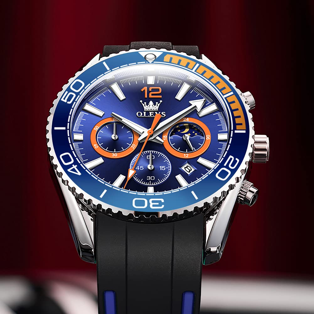 Foto 4 pulgar | Reloj Olevs Blue Moon Phase De Acero Inoxidable Para Hombre - Venta Internacional.