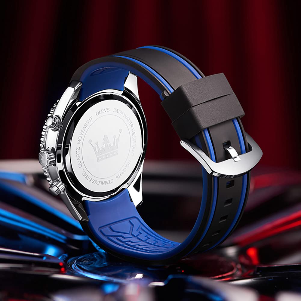 Foto 6 pulgar | Reloj Olevs Blue Moon Phase De Acero Inoxidable Para Hombre - Venta Internacional.