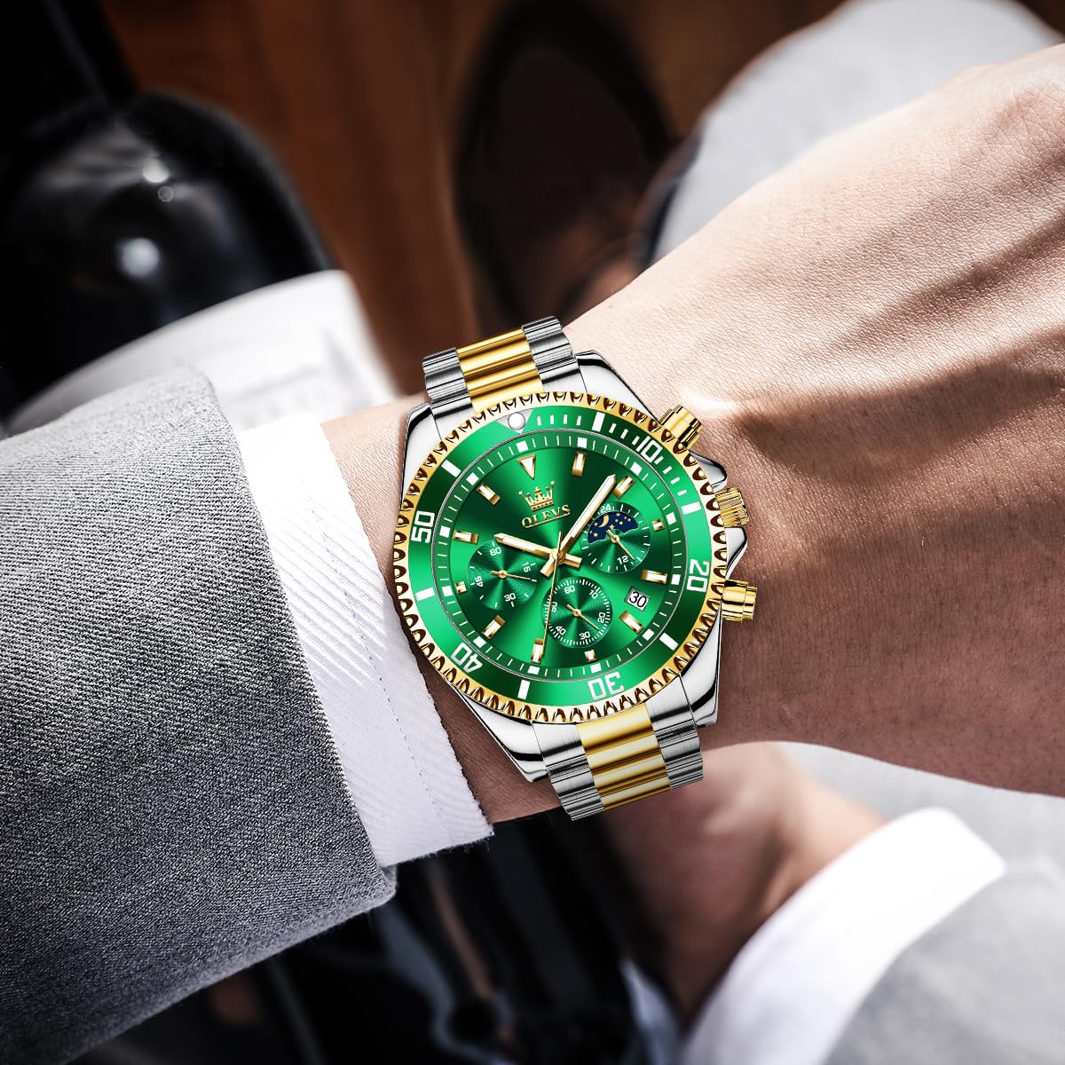 Foto 5 pulgar | Reloj Olevs Business Dress Big Face Analog Quartz para Hombre -Venta Internacional
