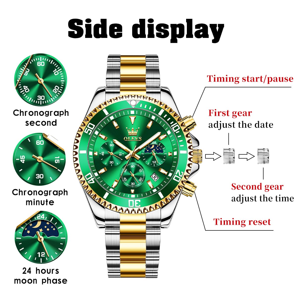 Foto 7 pulgar | Reloj Olevs Business Dress Big Face Analog Quartz para Hombre -Venta Internacional