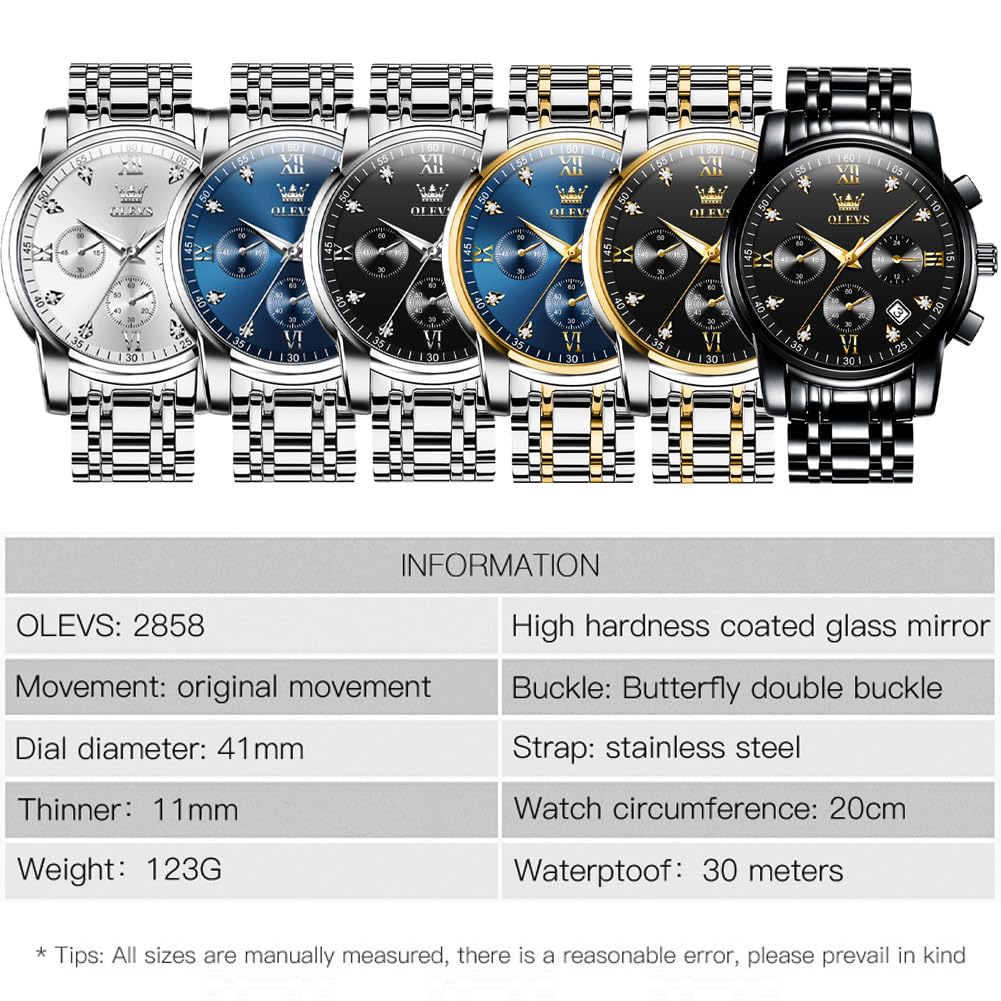 Foto 7 pulgar | Reloj Olevs Silver Black Chronograph Impermeable Para Hombre - Venta Internacional.
