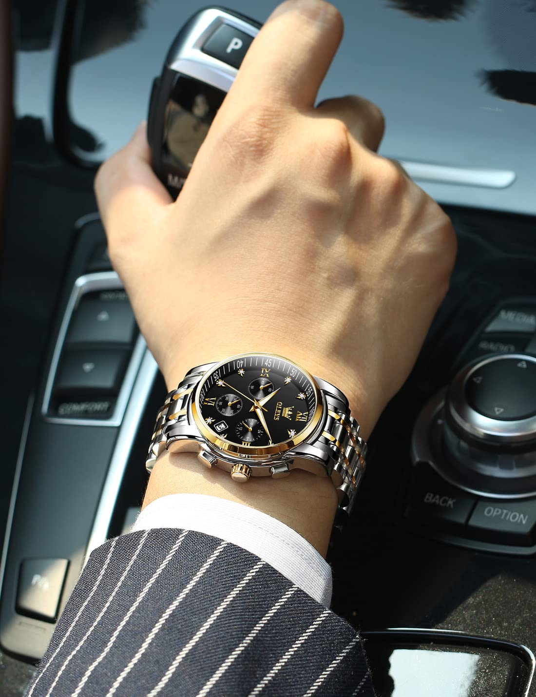 Foto 8 pulgar | Reloj Olevs Silver Black Chronograph Impermeable Para Hombre - Venta Internacional.
