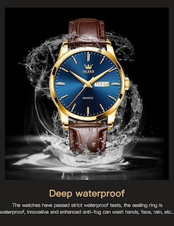 Foto 5 | Reloj Olevs De Cuero Marrón Con Esfera Azul Y Cuarzo Para Hombre - Venta Internacional.