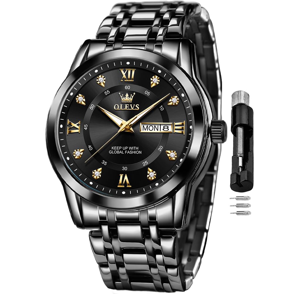 Foto 2 pulgar | Reloj Olevs Black Luxury Dress Analog Quartz Para Hombre - Venta Internacional.