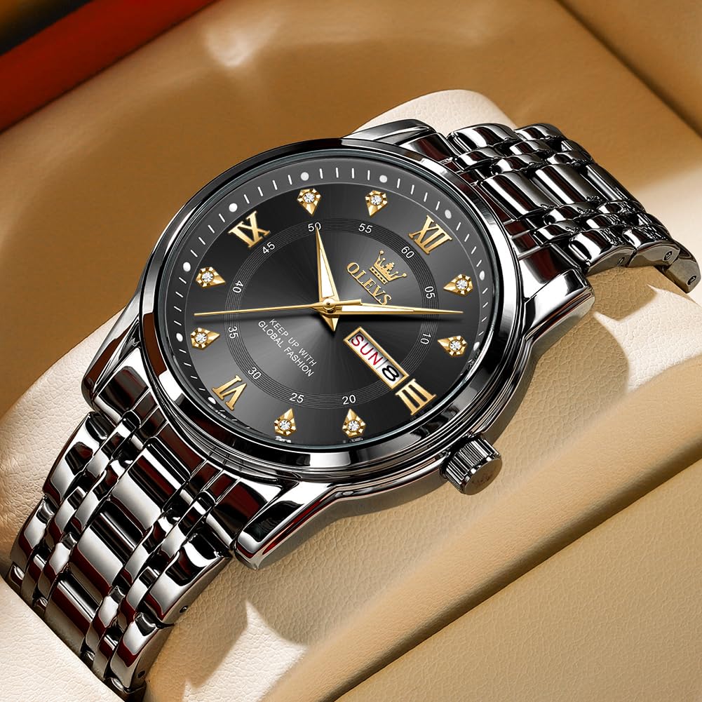 Foto 4 pulgar | Reloj Olevs Black Luxury Dress Analog Quartz Para Hombre - Venta Internacional.