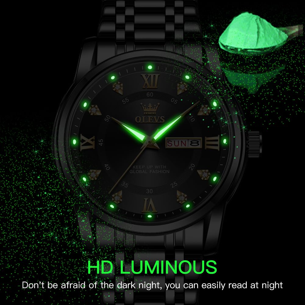 Foto 5 pulgar | Reloj Olevs Black Luxury Dress Analog Quartz Para Hombre - Venta Internacional.