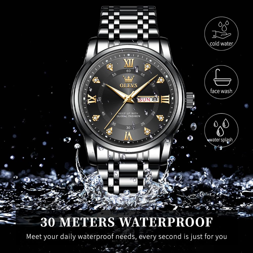Foto 6 pulgar | Reloj Olevs Black Luxury Dress Analog Quartz Para Hombre - Venta Internacional.