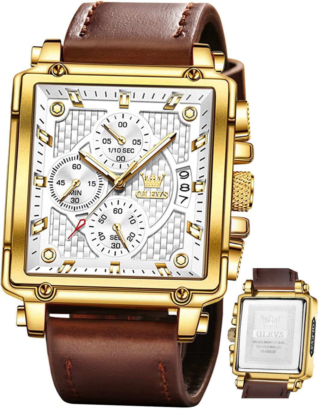 Reloj Olevs Square Chronograph Fashion Business Para Hombre - Venta Internacional.