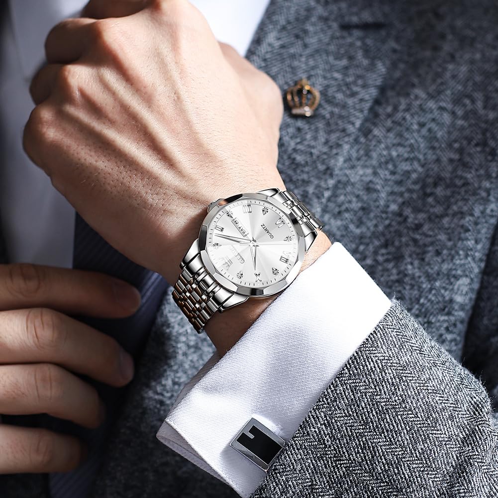 Foto 4 pulgar | Reloj Olevs Silver Para Hombre Con Fecha De Acero Inoxidable Impermeable - Venta Internacional.