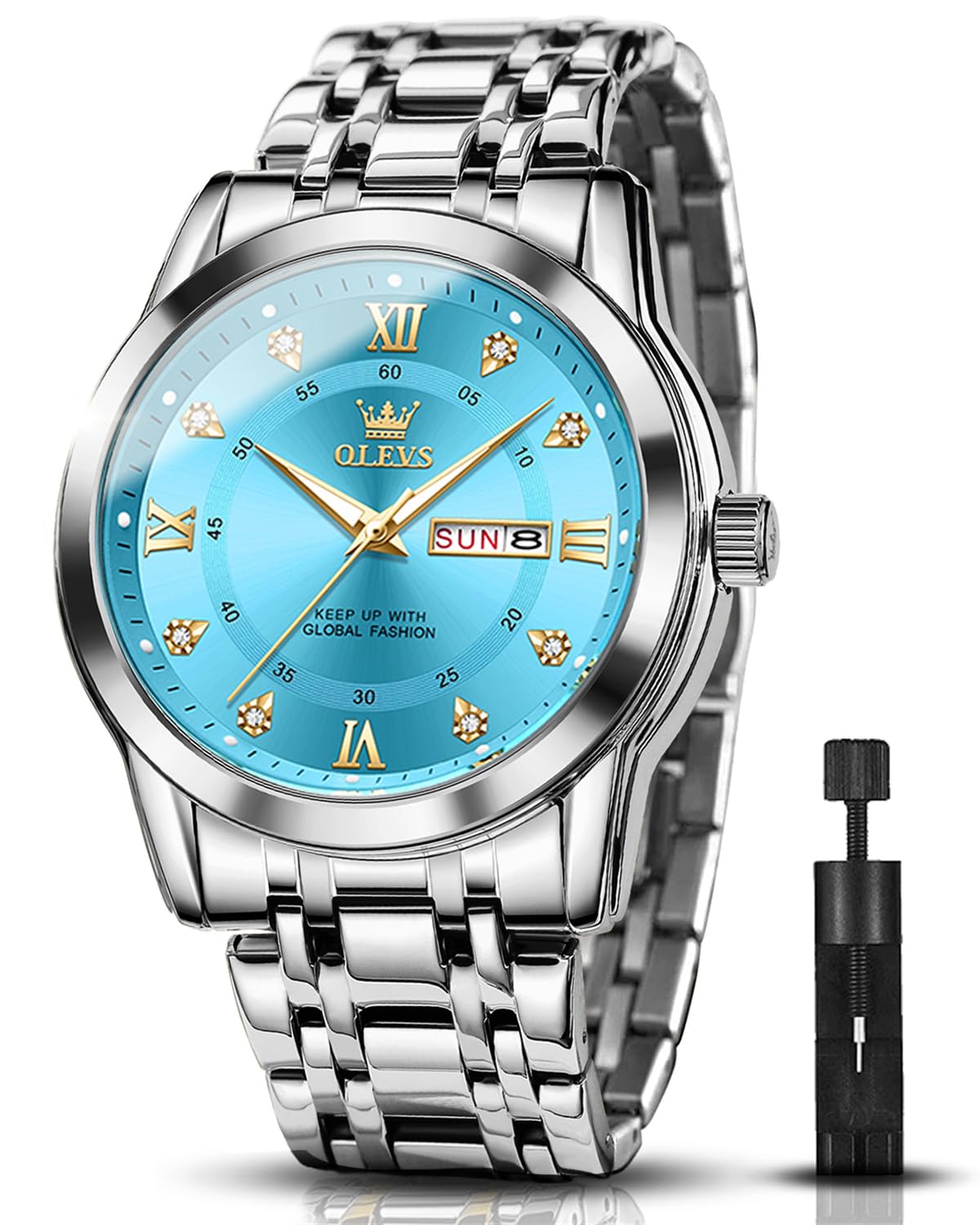 Reloj Olevs Analog Quartz Para Hombre De Acero Inoxidable Resistente Al Agua - Venta Internacional.