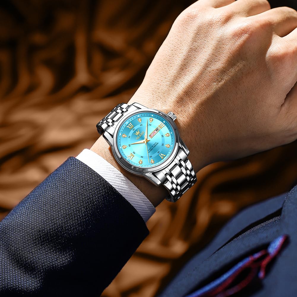 Foto 2 | Reloj Olevs Analog Quartz Para Hombre De Acero Inoxidable Resistente Al Agua - Venta Internacional.