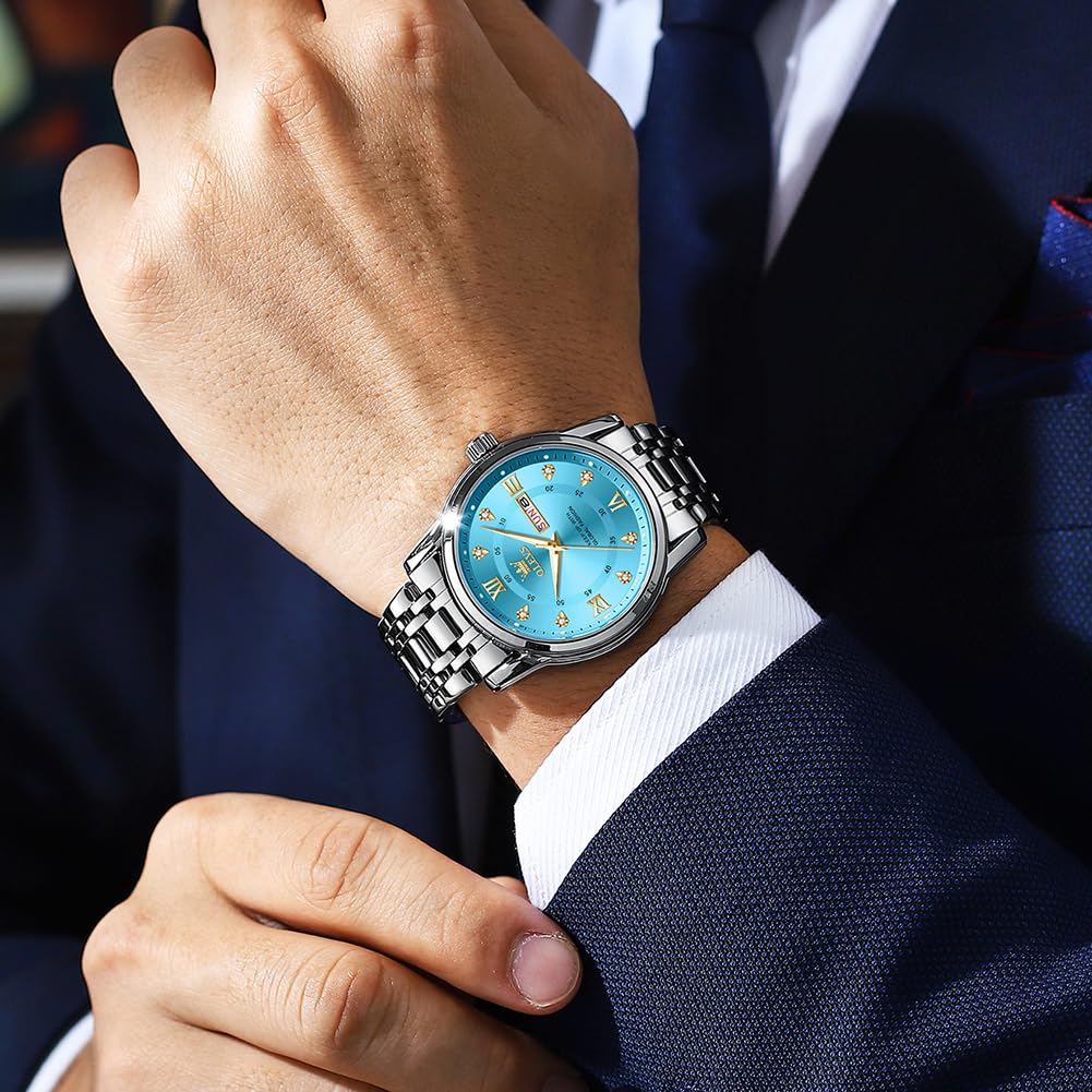 Foto 4 pulgar | Reloj Olevs Analog Quartz Para Hombre De Acero Inoxidable Resistente Al Agua - Venta Internacional.