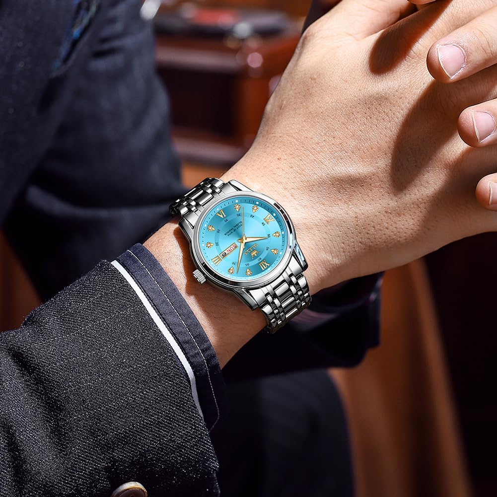 Foto 5 pulgar | Reloj Olevs Analog Quartz Para Hombre De Acero Inoxidable Resistente Al Agua - Venta Internacional.