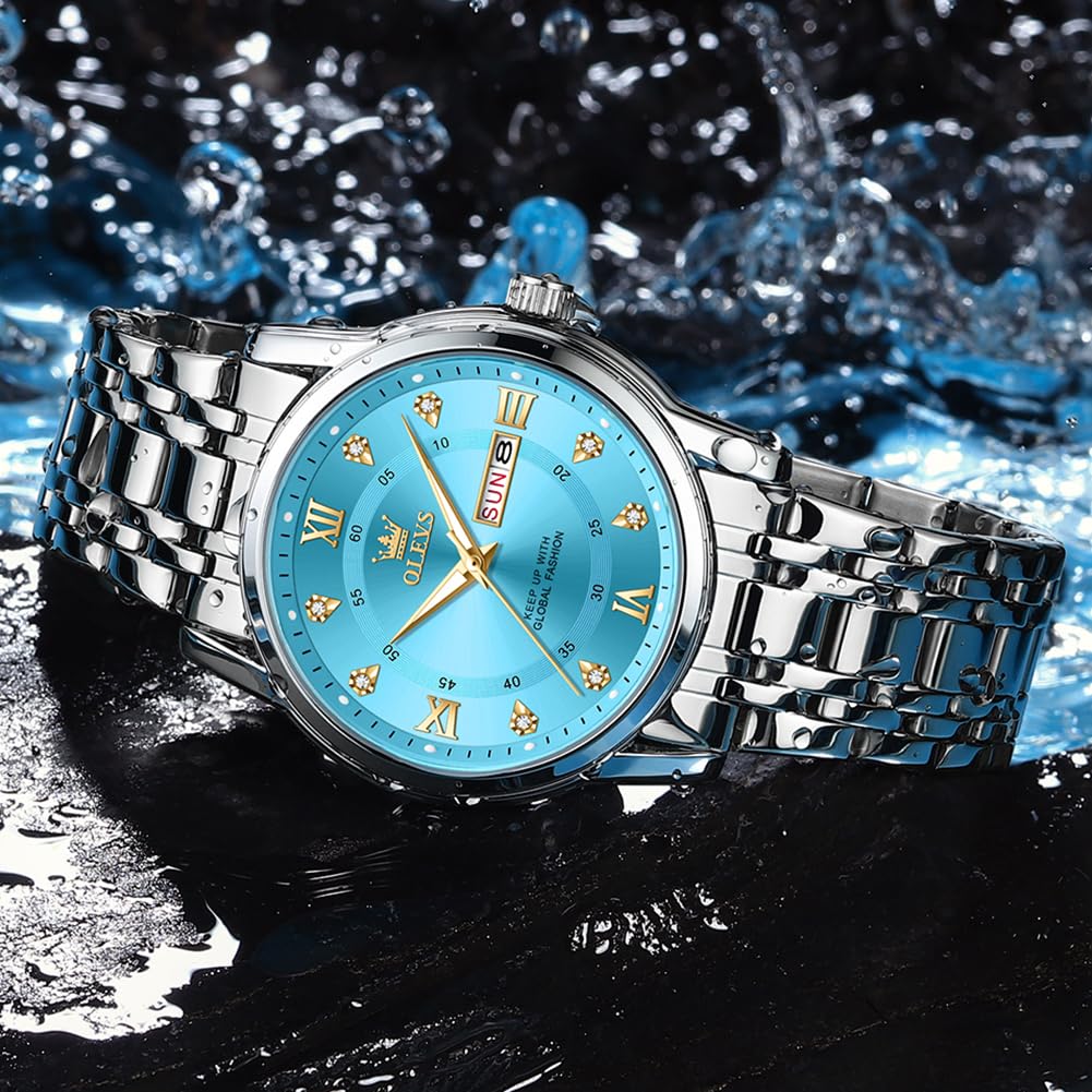 Foto 6 pulgar | Reloj Olevs Analog Quartz Para Hombre De Acero Inoxidable Resistente Al Agua - Venta Internacional.