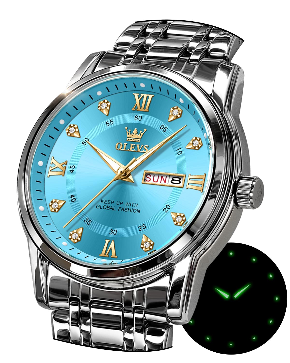 Foto 8 pulgar | Reloj Olevs Analog Quartz Para Hombre De Acero Inoxidable Resistente Al Agua - Venta Internacional.