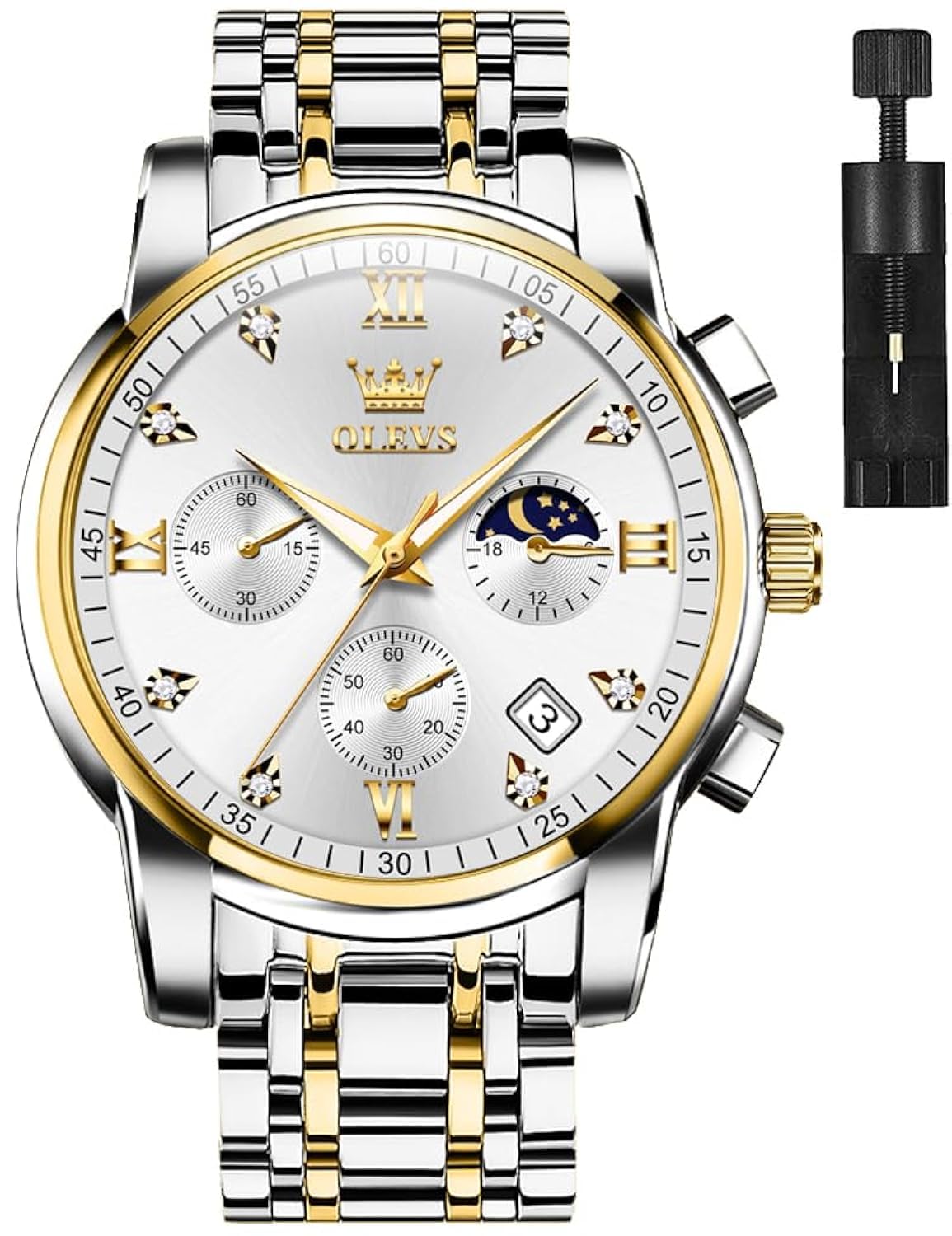 Foto 2 pulgar | Reloj Olevs Silver Fashion De Acero Inoxidable Para Hombre - Venta Internacional.