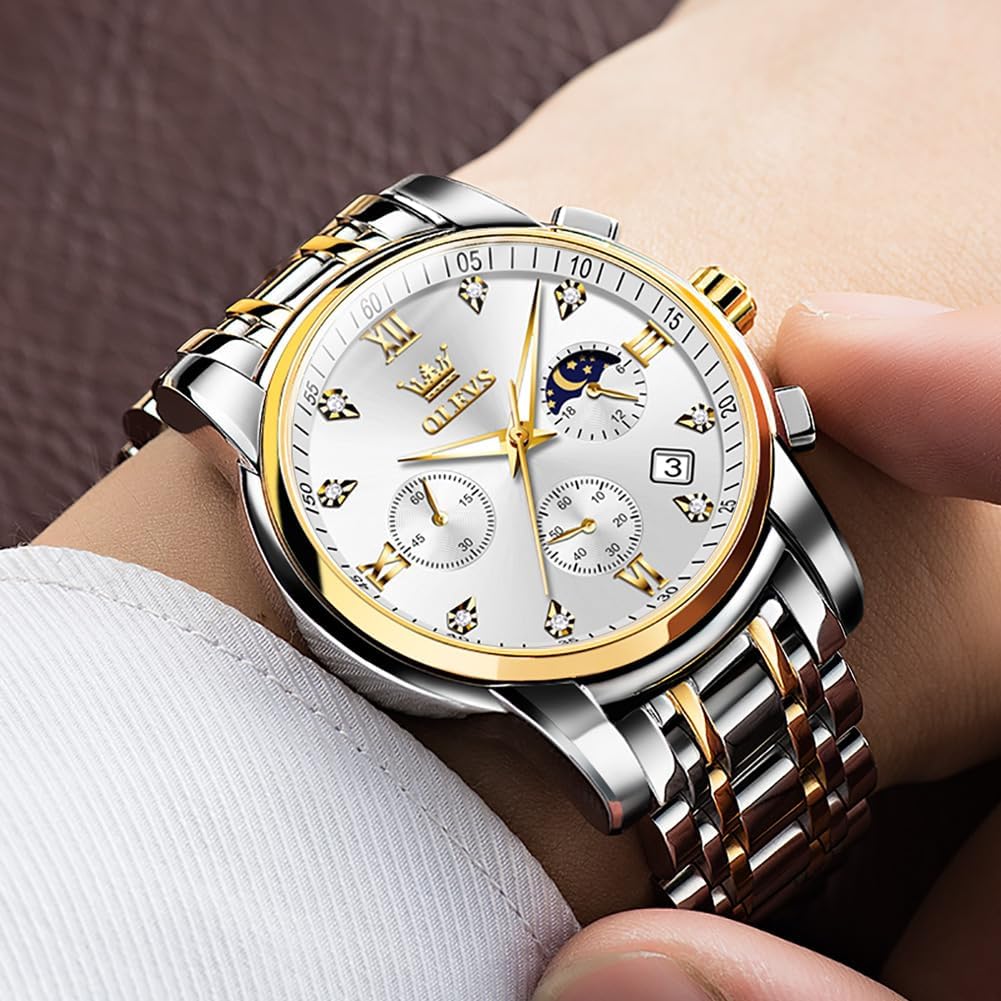 Foto 5 pulgar | Reloj Olevs Silver Fashion De Acero Inoxidable Para Hombre - Venta Internacional.