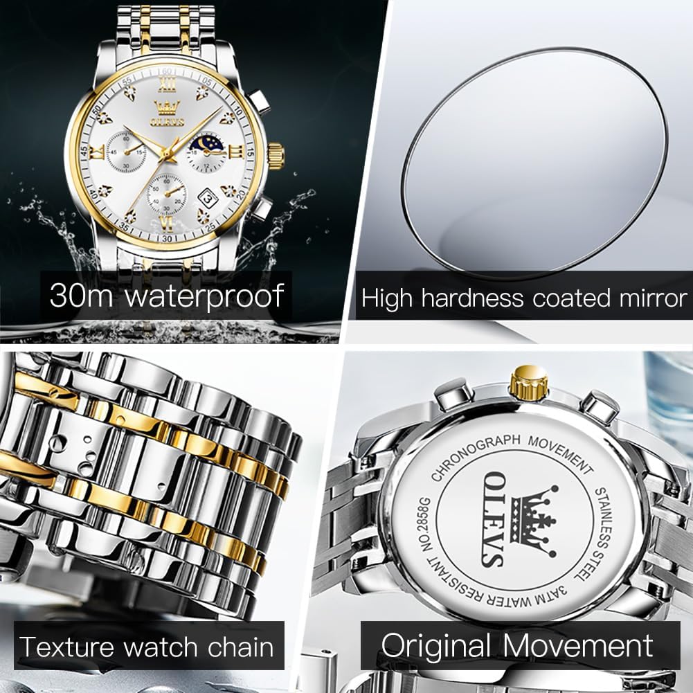 Foto 6 pulgar | Reloj Olevs Silver Fashion De Acero Inoxidable Para Hombre - Venta Internacional.