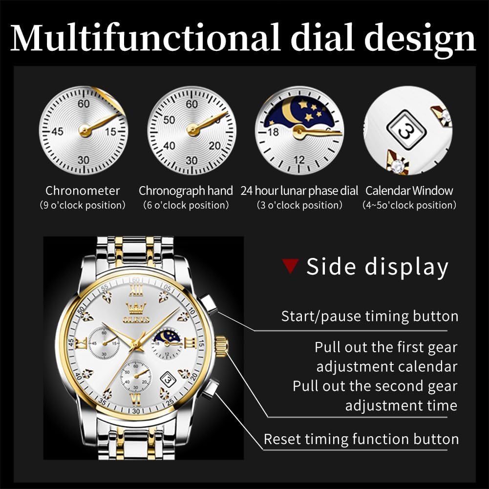 Foto 7 pulgar | Reloj Olevs Silver Fashion De Acero Inoxidable Para Hombre - Venta Internacional.