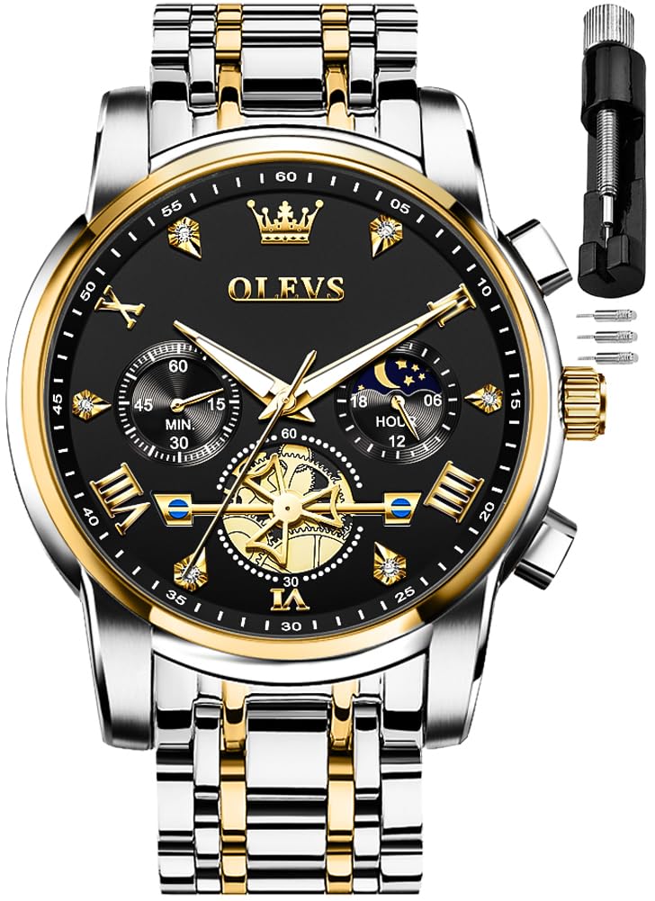 Reloj Olevs Diamond Business Dress Quartz Para Hombre, Acero Inoxidable - Venta Internacional.