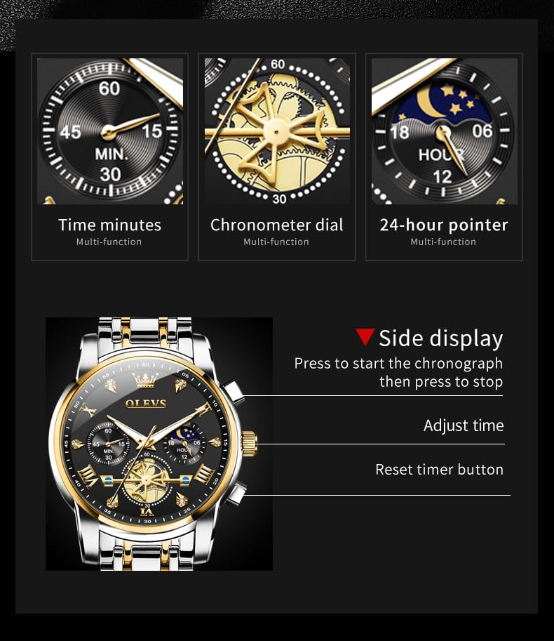 Foto 2 | Reloj Olevs Diamond Business Dress Quartz Para Hombre, Acero Inoxidable - Venta Internacional.