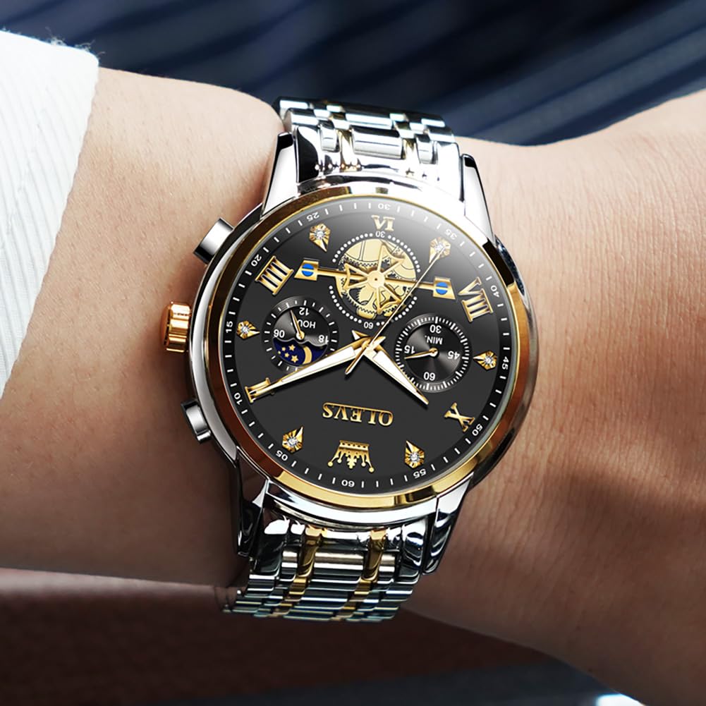 Foto 4 pulgar | Reloj Olevs Diamond Business Dress Quartz Para Hombre, Acero Inoxidable - Venta Internacional.