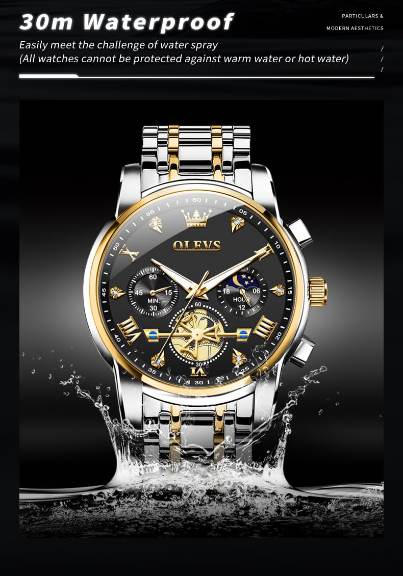 Foto 6 pulgar | Reloj Olevs Diamond Business Dress Quartz Para Hombre, Acero Inoxidable - Venta Internacional.