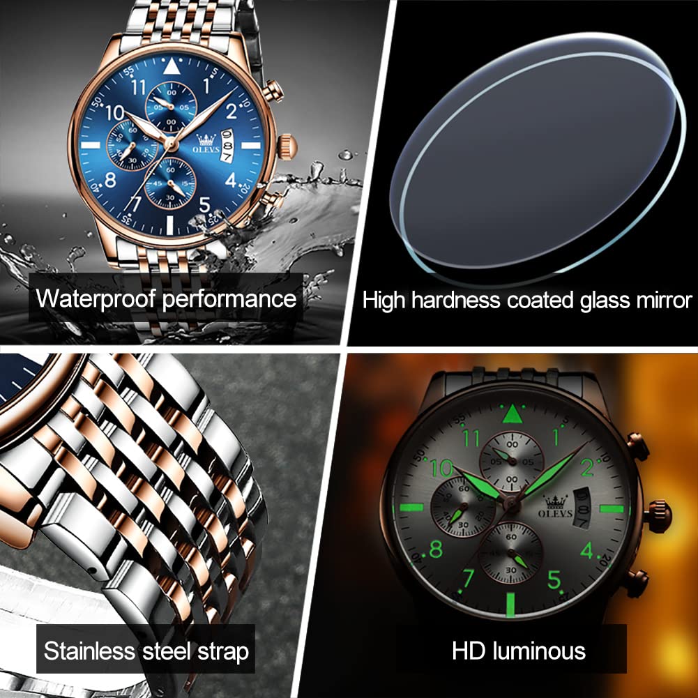 Foto 5 pulgar | Reloj De Pulsera Olevs Chronograph Business Dress Quartz Para Hombre - Venta Internacional.