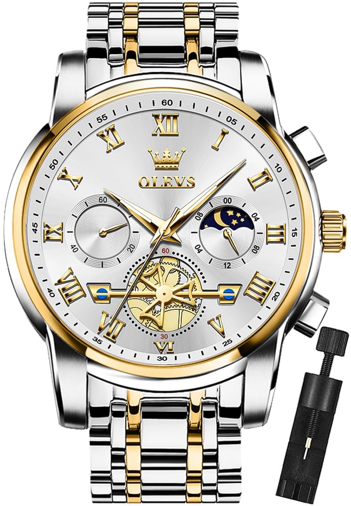 Foto 2 pulgar | Reloj De Pulsera Olevs Chronograph Quartz De Acero Inoxidable Para Hombre - Venta Internacional.