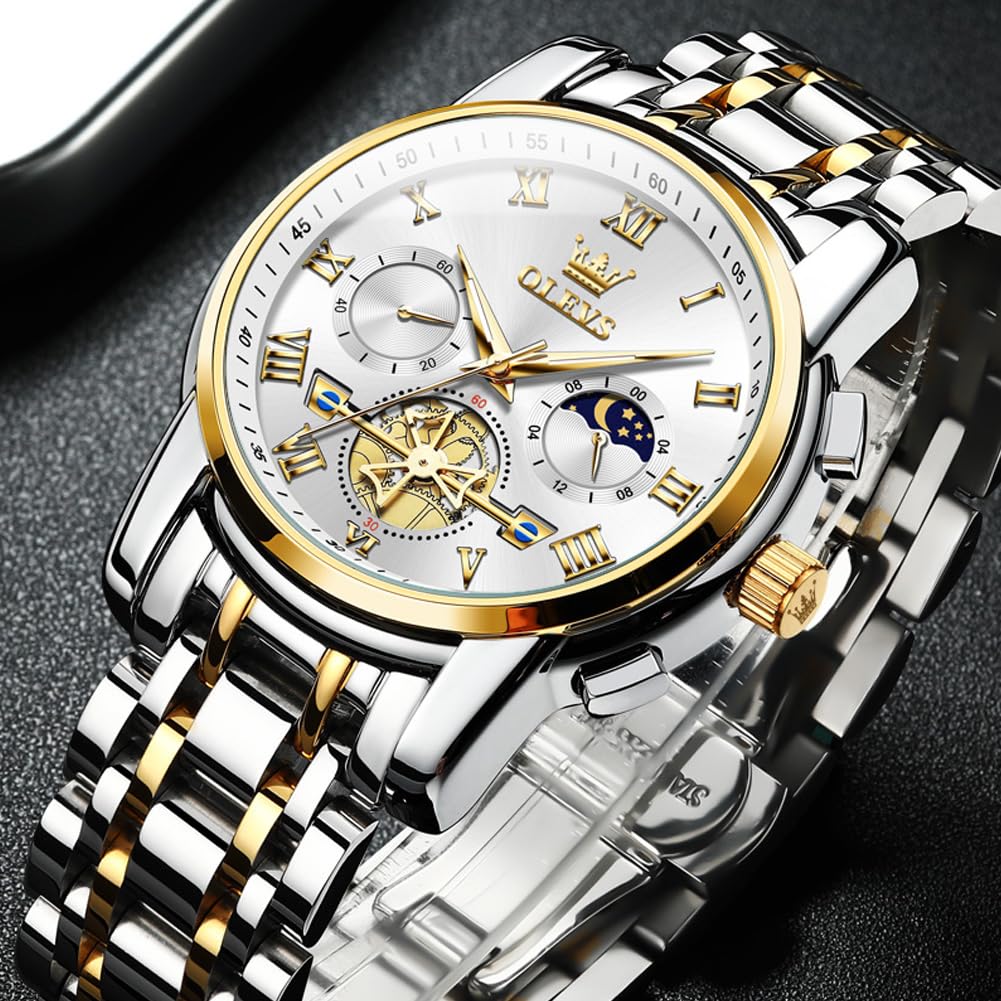 Foto 4 pulgar | Reloj De Pulsera Olevs Chronograph Quartz De Acero Inoxidable Para Hombre - Venta Internacional.