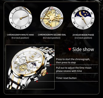 Foto 5 | Reloj De Pulsera Olevs Chronograph Quartz De Acero Inoxidable Para Hombre - Venta Internacional.