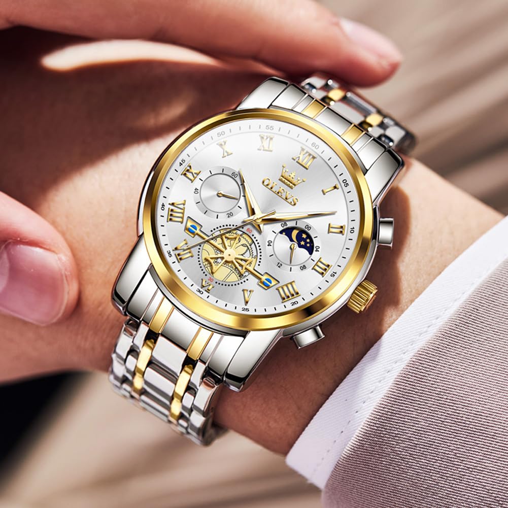 Foto 7 | Reloj De Pulsera Olevs Chronograph Quartz De Acero Inoxidable Para Hombre - Venta Internacional.